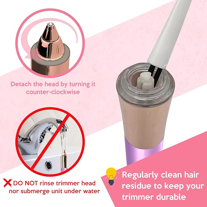 Mini Portable Painless Eyebrow Remover Trimmer for Women, Eyebrow Razor Epilator Pen,18K Gold-Plated Hypoallergenic Precision Pencil-tip. 360° LED Light for Instant and Painless Hair Remover.-Velvo Beauty