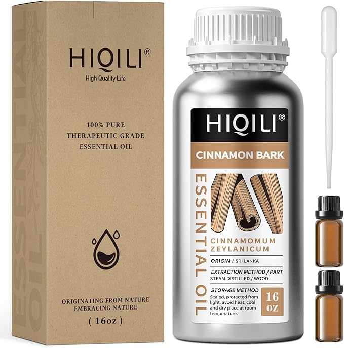 HIQILI Cinnamon Essential Oil for Candle, Spary & Diffuser - 100% Pure Natural - Indoor and Outdoor-Velvo Beauty