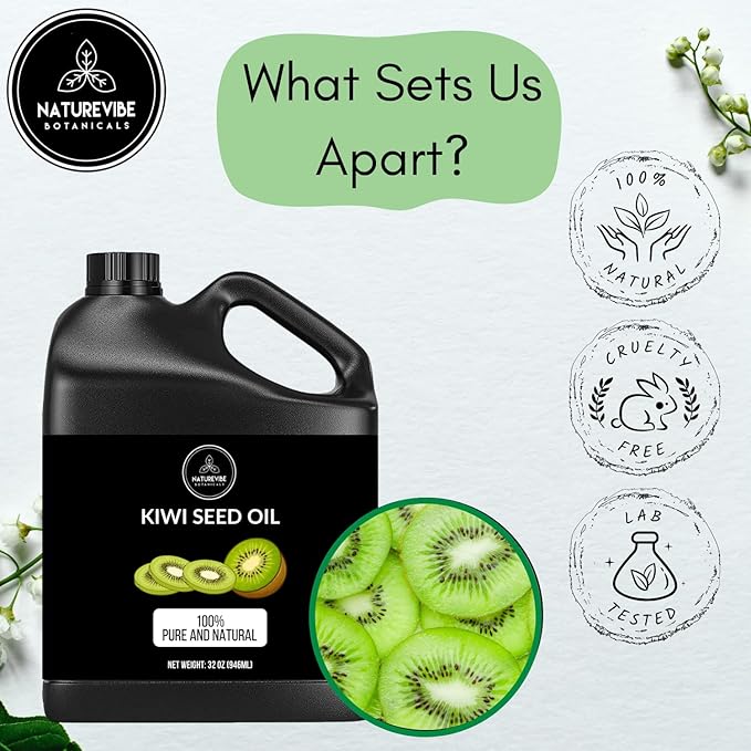 Naturevibe Botanicals Kiwi Oil 32 Ounces | 100% Pure and Natural | Great for Skin Care and Hair Care-Velvo Beauty