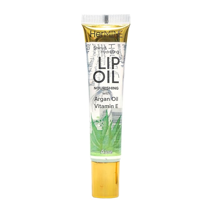 HerMINE Nourishing Lip Oil with Argan Oil & Vitamin E Clear Long Lasting Hydrating Lip Moisturizing Gel 15g / 0.52oz (Aloe)-Velvo Beauty
