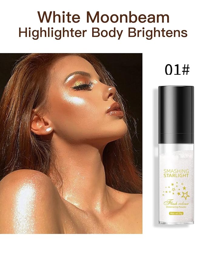 Fairy Highlight Puff Stick Highlight Patting Powder - Multi-Functional Shimmer Powder for Illuminating and Brightening Your Face and Body (#01 Gray)-Velvo Beauty