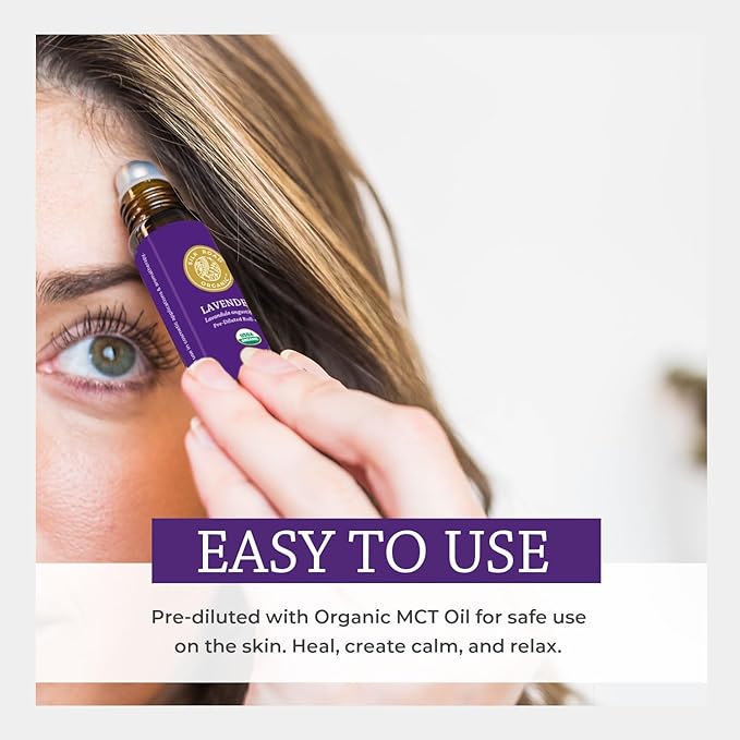 Silk Road Organic Lavender Essential Oil Roll On, Lavandula Angustifolia, 100% Pure USDA Certified Aromatherapy for Calming, Relaxation & Skin - 10 ml Roller - Always Pure, Always Organic-Velvo Beauty