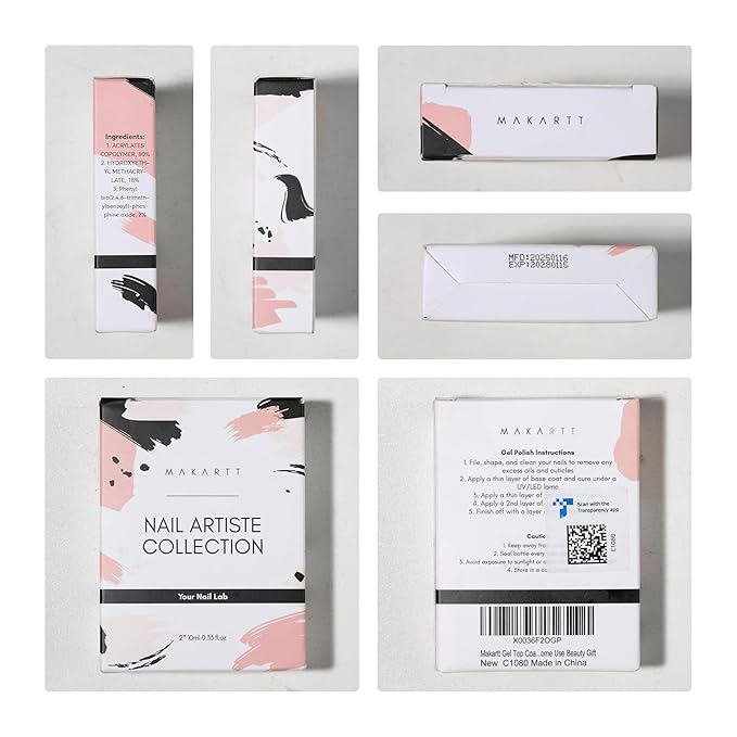 Makartt Gel Top Coat - 2 PCS No Wipe Top Coat Gel Nail Polish High Glossy Shine Finish Long Lasting, 10ML Clear Soak Off UV Nail Lamp, Salon Quality Art Design for Home Use Beauty Gift-Velvo Beauty