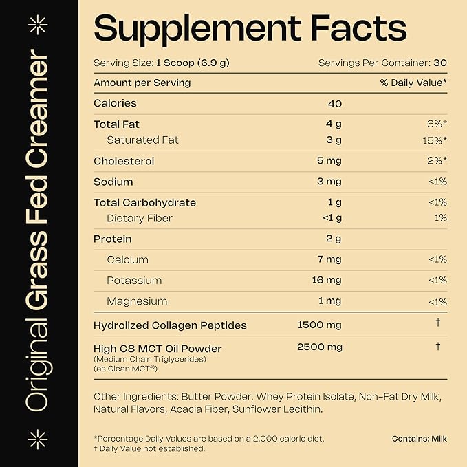 LevelUp Creamer, with Energizing MCT Oil and Collagen Peptides, Keto Coffee Creamer, Supports Natural Energy & Ketone Production - Original (Unsweetened) 7 oz-Velvo Beauty