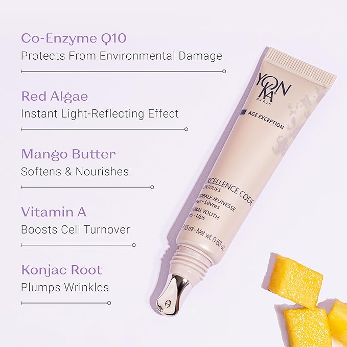 Yon-Ka Excellence Code Contours Eye Cream (15ml) Anti-Aging Eye and Lip Treatment with Hyaluronic Acid, Reduce Puffiness and Dark Circles, Paraben-Free-Velvo Beauty