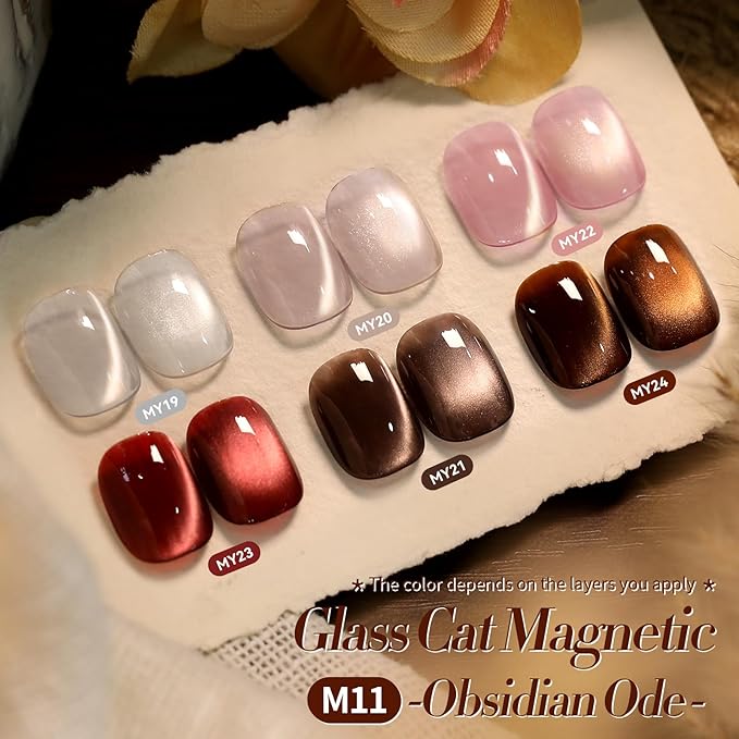 Born Pretty Cat Magnetic Eye Gel Nail Polish, 6 Colors Retro Magnetic Glitter Gel Polish Set Silver Pink Red Nail Polish Kit Soak Off LED Nail Art DIY Salon Gift-Velvo Beauty