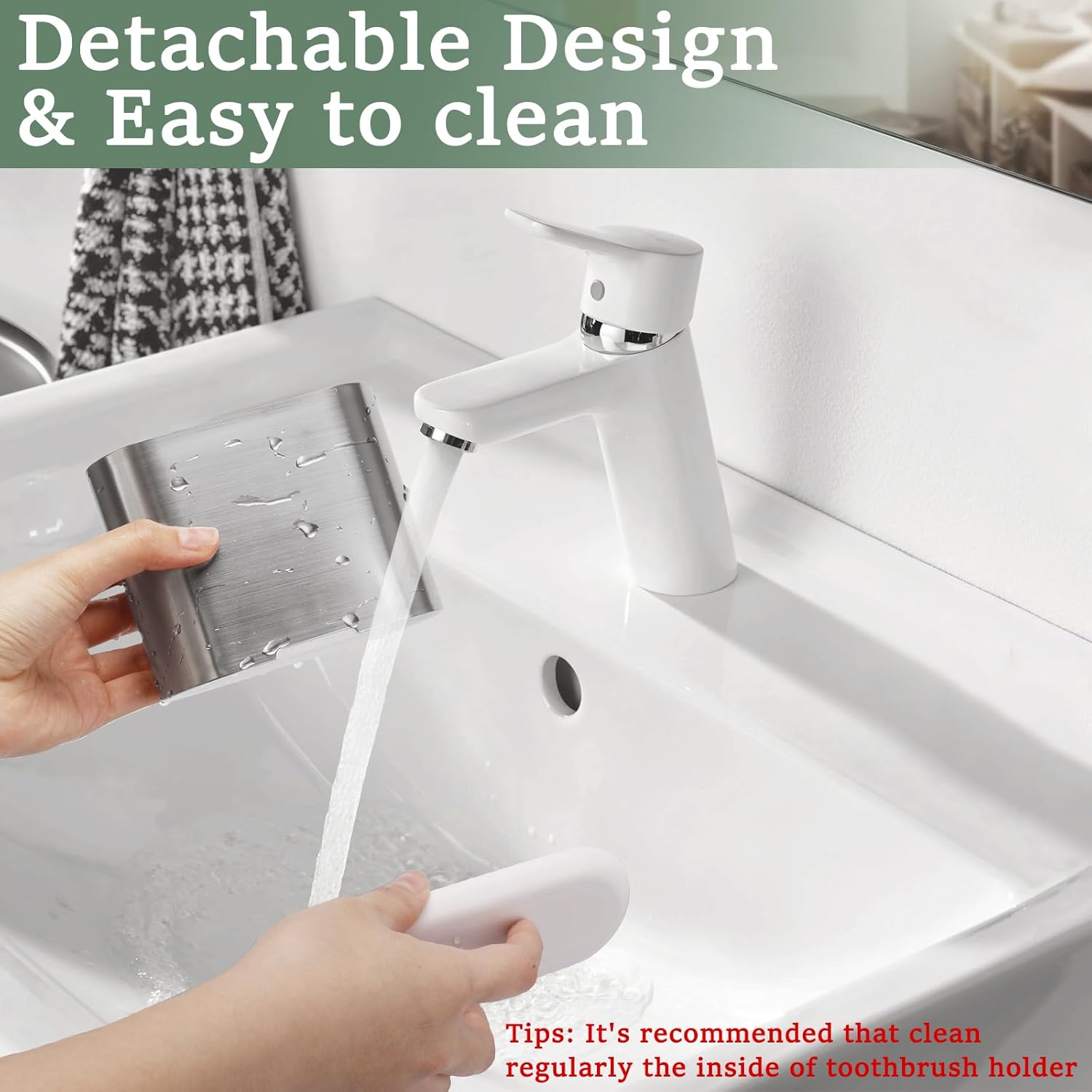 Toothbrush and Toothpaste Holder with Divider for Bathroom Countertop Organizer, 2 Slots Electric Toothbrush Holders Storage Caddy Drainage for Family, Kids (Brushed Silver)-Velvo Beauty