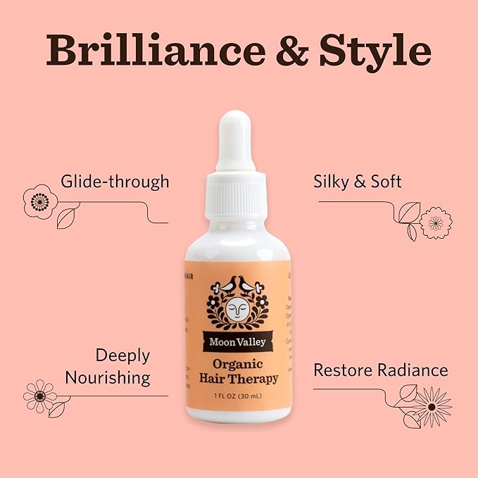 Moon Valley Organics Hair Therapy for Extra Thick Hair - With MCT Oil, Jojoba Oil, Argan Oil, And Rosemary - Reduce Frizz, Hydrate, Heal Damaged Hair-Velvo Beauty