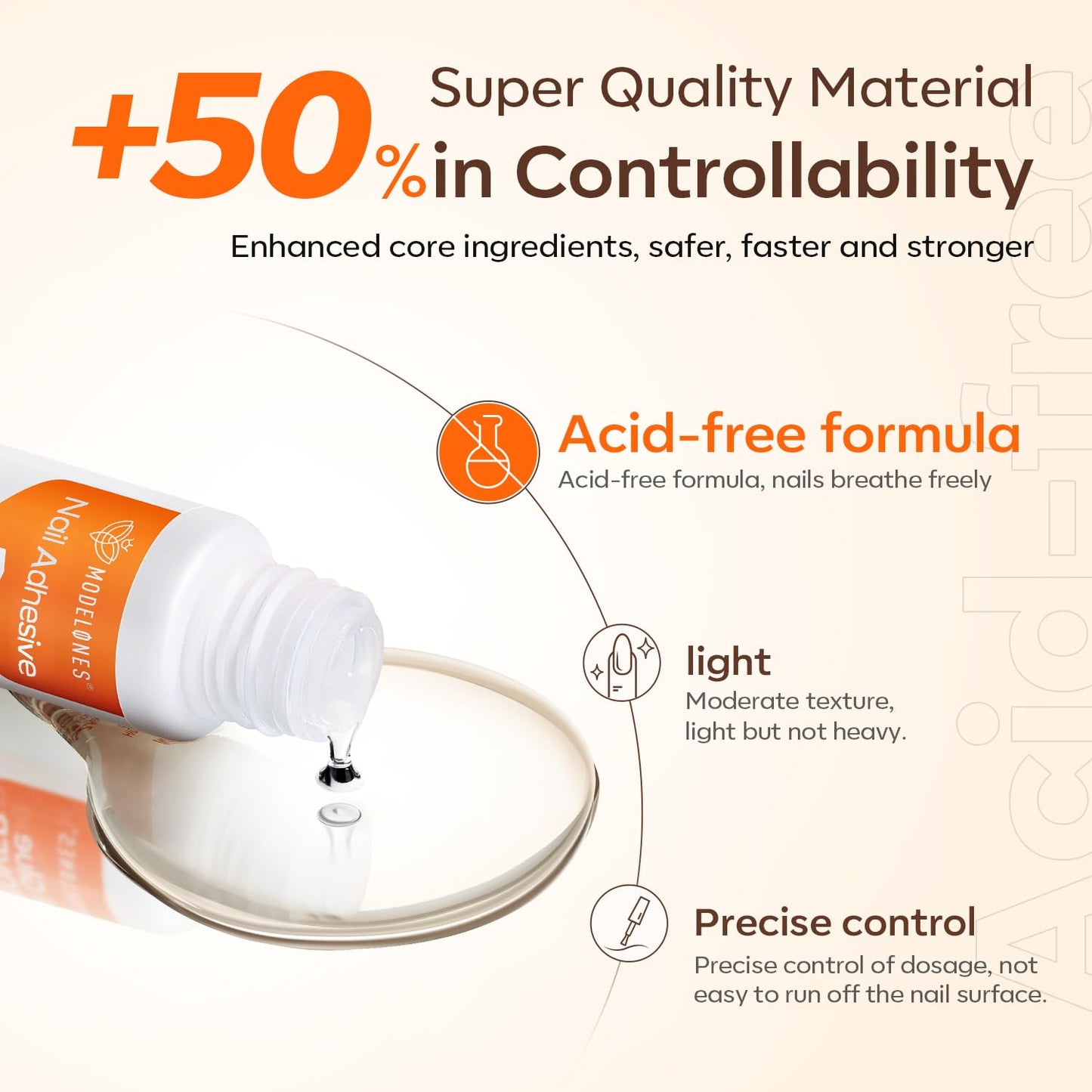 Modelones Nail Glue for Press Ons, Press On Nails and Acrylic Nails, 10 ML Super Strong Long Lasting Gel Nail Glue for Nail Tips, Upgrade Safety Non-Acid Non-Toxic, No need LED Lamp-Velvo Beauty