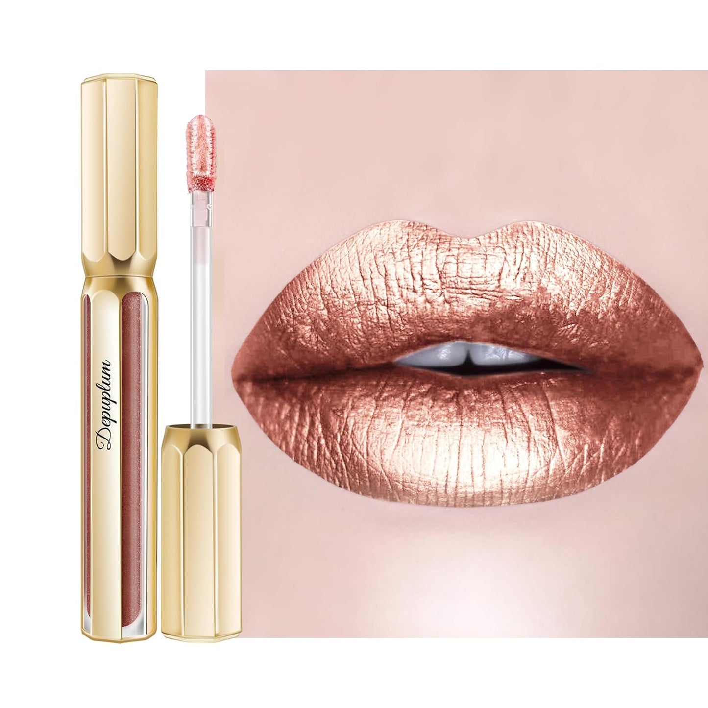 Nude Lipsticks for Women Metallic Lipstick Long Lasting Non Stick Cup Lip Gloss, Shimmer Lightweight Hydrating Full Coverage Lip Color, DP117 Coconut-Velvo Beauty