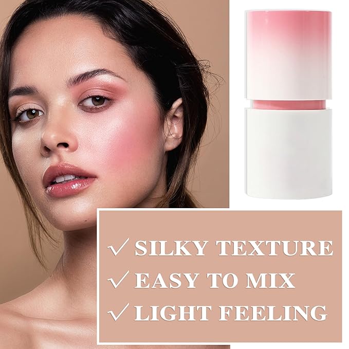 Cream Blush Stick with Brush and Makeup Sponge,Waterproof Multi Cream Makeup Stick,Lightweight,Long-lasting,2 in 1 Multi Blush for Cheeks & Lip Tint & Eyeshadow G-Velvo Beauty