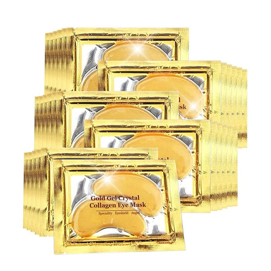 Jakuva 29PCS Gold Gel Crystal Collagen Eye Mask Under Eye Patches For Puffy Eyes and Dark Circles, Hydrating & Anti Aging,24k Gold Eye Mask Eye Patches for Moisturizing-Velvo Beauty