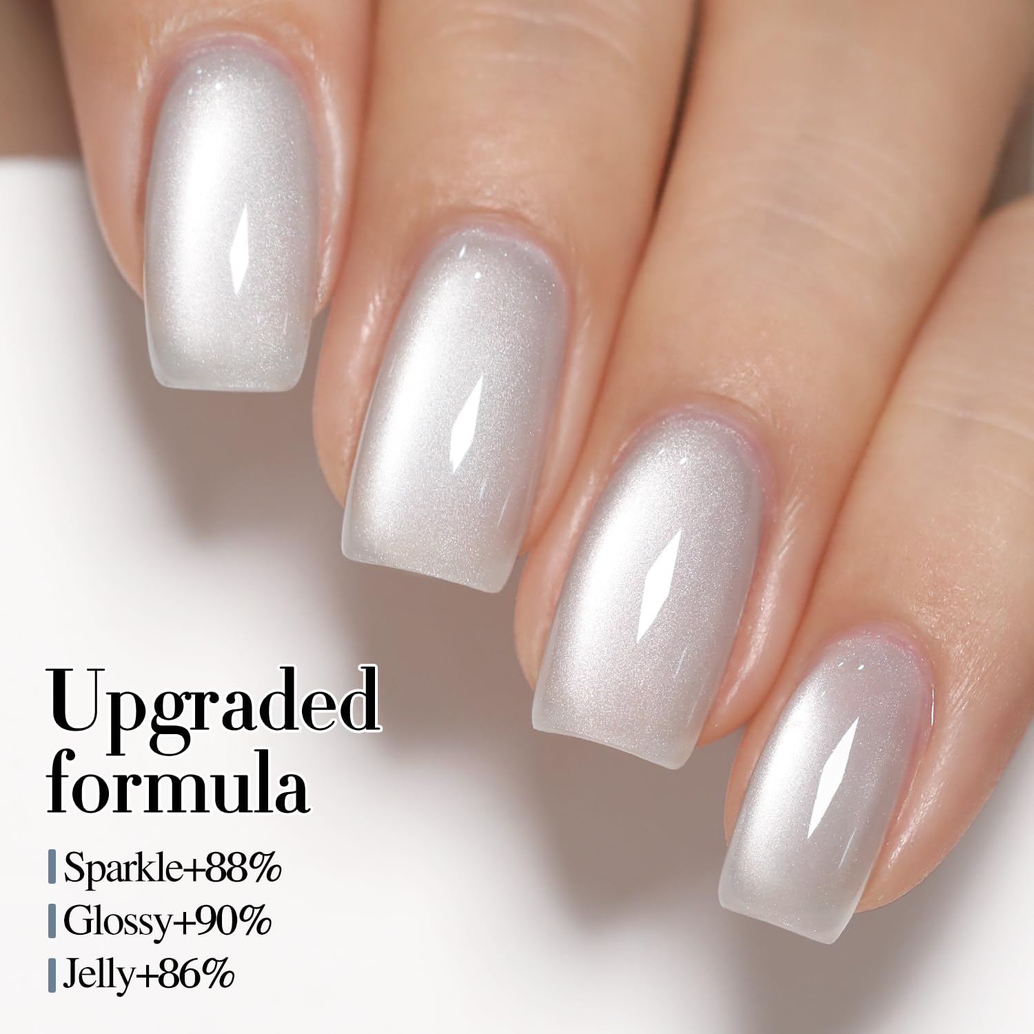 Double Rhythm Jelly Glass Cat Eye Gel Polish with Magnet 15ML Holographic Glitter Shimmer Translucent Sheer Color Magnetic Nail Polish Salon DIY at Home (Jelly Silver-MC1099)-Velvo Beauty