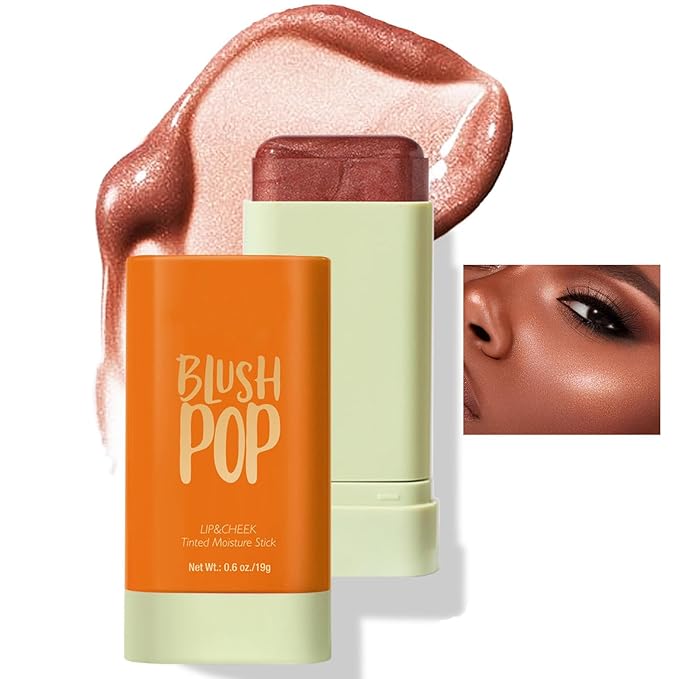 Soft Creamy Highlighter Blush Stick, Silky Smooth Shimmer Bronzer Stick,Waterproof Blendable Natural Glow Highlighter Makeup Stick, Lightweight Body Face Illuminator Luminizer,06 Golden Brown-Velvo Beauty