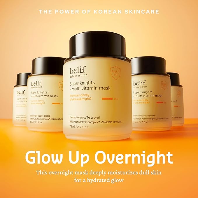 belif Vitamin C Overnight Butter Mask – Hydrating & Rejuvenating Sleeping Mask with Multi Vitamin Complex for Plumping Dull Skin & Refining Uneven Texture, Korean Skincare, 2.5 fl.oz-Velvo Beauty