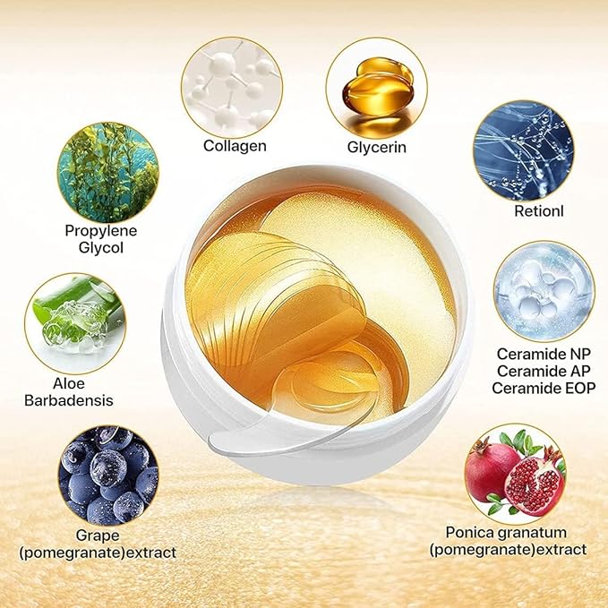 Under Eye Patches, 24K Gold Eye Masks, Eye Patches for Dark Circles and Puffiness, Reduce Under Eye Bags and Smooth Wrinkles, Eye Pads With Collagen(30 Pairs).-Velvo Beauty