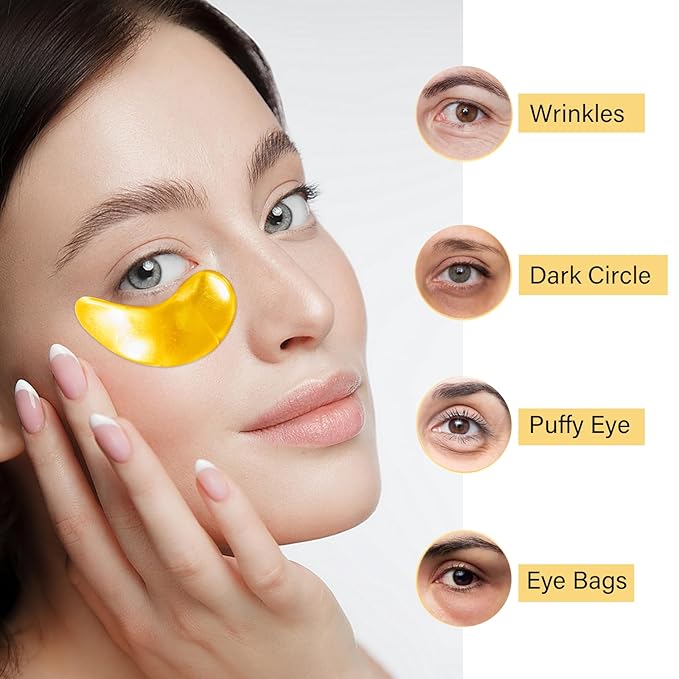 25 Paris Under Eye Patches Eye Mask for Puffy Eyes, Reducing Dark Circles, Anti-Aging & Refreshing, Collagen Eye Mask Eye Pads for Skin Care, 24K Gold-Velvo Beauty