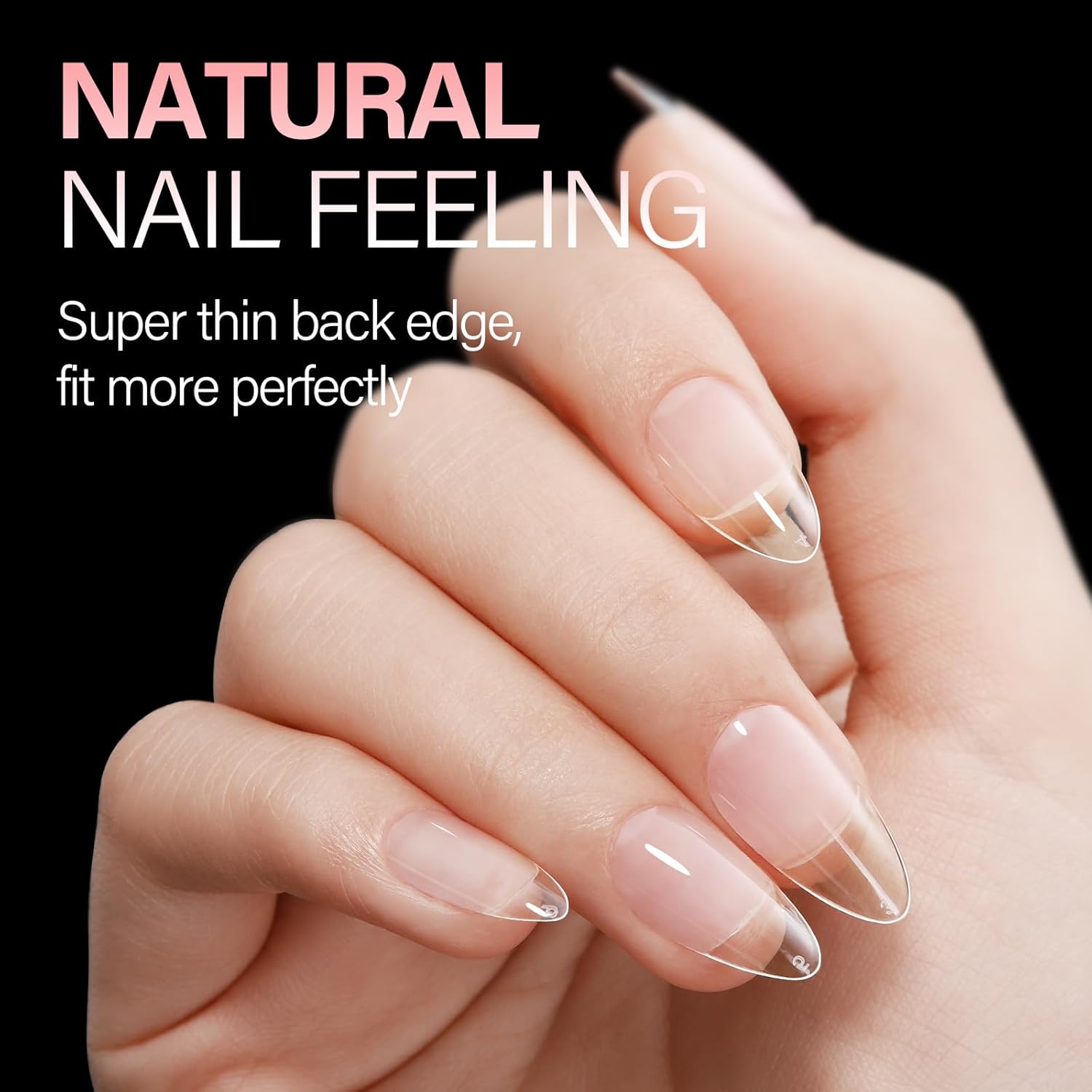 AILLSA Medium Almond Nail Tips Gel Half Matte Acrylic Nail Tips Clear Gelly Full Cover Pre-Filed Press on Nail tips Fake Nails For Extentions Manicure Salon Home DIY 216PCS 12 Sizes-Velvo Beauty