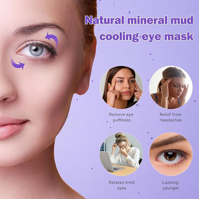Cooling Gel Eye Mask Reusable Cold Eye Mask, Frozen Eye Mask Ice Eye Compress Ice Pack, No Freeze, Cool Relaxation, Comfort Snug Fit, Eye Cover Ice Mask with Mineral Mud for Office, Home, 2PCS-Velvo Beauty