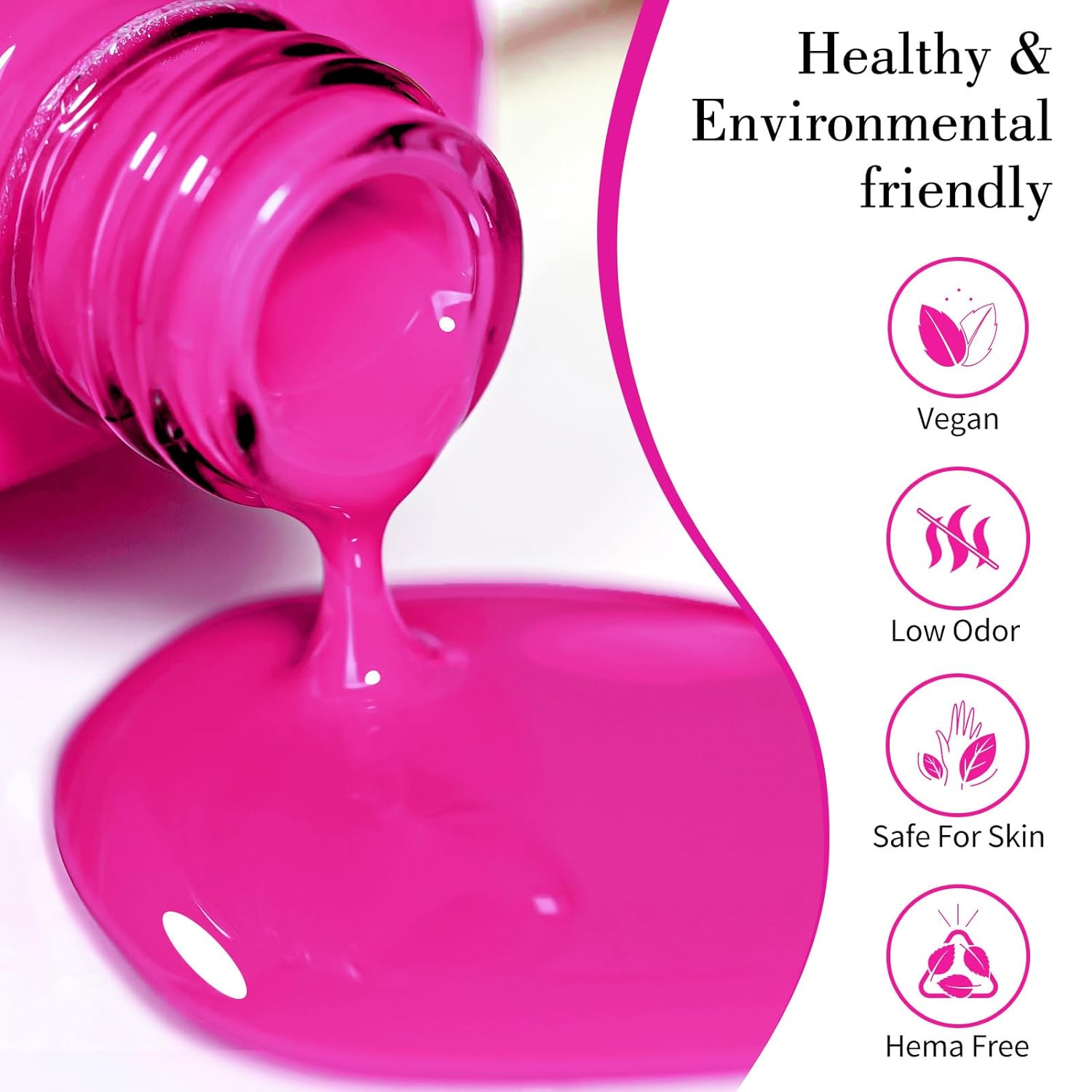 CANNI Hot Pink Nail Gel Polish, 1Pcs Bright Coral Pink Cerise Color High Gloss Soak Off UV Gel Nail French Nail Manicure Salon DIY-Velvo Beauty