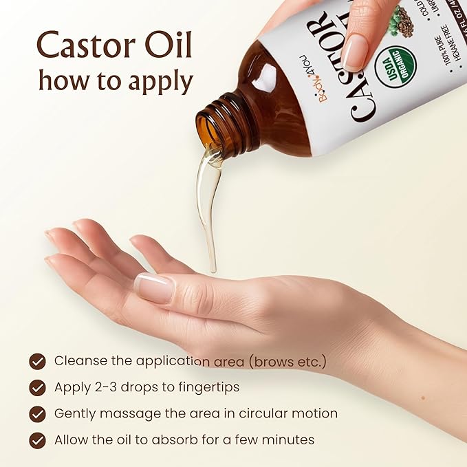 BodyJ4You Castor Oil for Eyelashes Eyebrows - 100% Pure Natural USDA Organic Cold Pressed - Hydrating Skin Hair Growth Oil Lashes Scalp - Non-GMO Hexane Free Unrefined Carrier - Glass Bottle 16 Fl Oz-Velvo Beauty