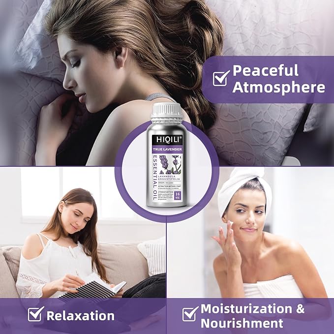 HIQILI 16 Ounces Lavender Essential Oil Pure, 100% Natural for Aromatherapy Diffuser, Skin Care, Hair, Includes Premium Glass Dropper-16 Fl Oz-Velvo Beauty