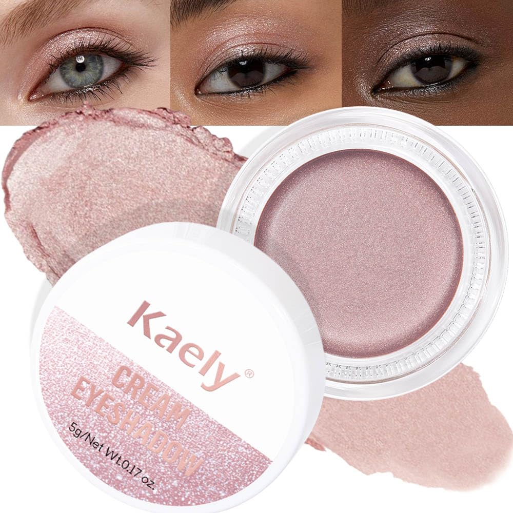 Kaely Single Cream Eyeshadow Pot, Champagne Shimmer Eye Shadow for Older Women High Pigmented Waterproof, Natural Eyeshadow Palette Makeup Brightener, sombras en crema para ojos, Blendable, 17-Velvo Beauty