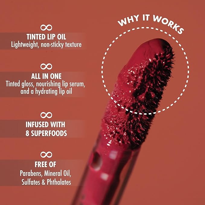 YENSA Super 8 Lip Oil, Natural Korean Moisturizing Gloss, No-Sticky Transparent Formula For Hydrating Lip Care (Rising Ruby) .22 fl oz-Velvo Beauty