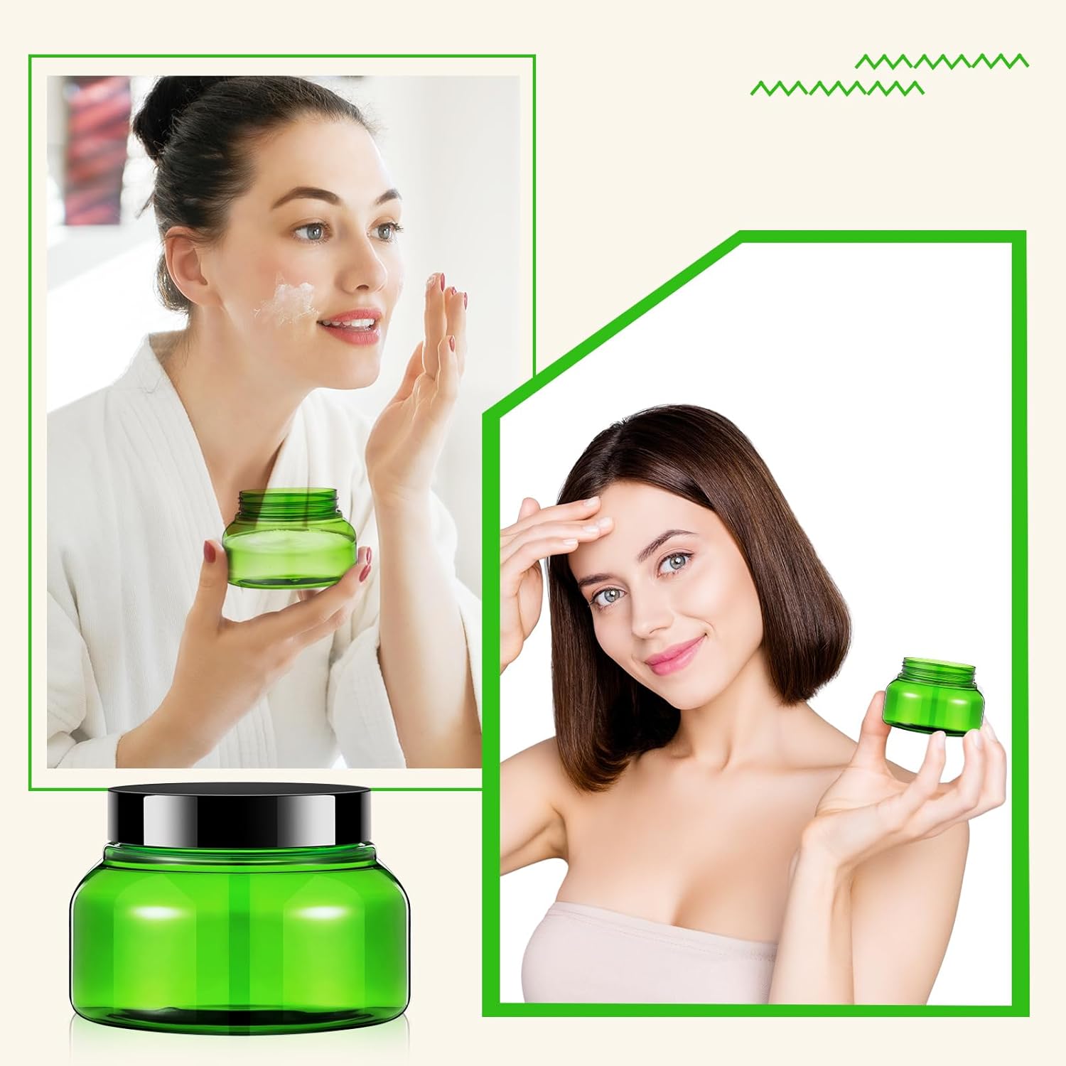 Tessco 24 Pack Plastic Jars with Lids Labels Empty Clear Plastic Jars Round Refillable Cosmetic Containers Body Butter Containers Bulk Sugar Scrub Bottle for Make Up(8 oz,Green, Black)-Velvo Beauty
