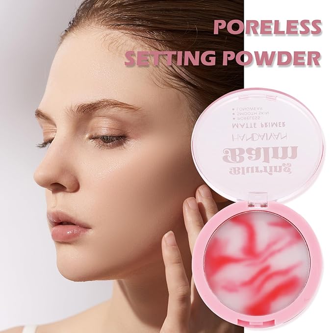 Beauty Poreless Setting Powder, Two Color Cream Translucent Lightweight Oil Control No Sebum Loose Face Powder,Waterproof&Long-Lasting Natural Matte Primer,Makes Skin Downy-Velvo Beauty