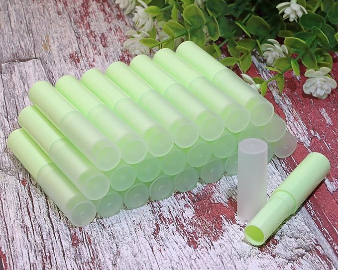 0.14oz Empty Flavored Lip Balm Container Tubes Plastic Homemade Moisturizing Lip Stick with Caps Bulk Fit for Women Adult DIY Making Supplies, 25 Count (Green)-Velvo Beauty