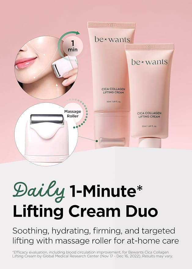 Bewants gua sha neck cream roller, korean neck cream with massage roller, rapid lift neck serum roll on, moisturizer for tightening skin with centella asiatica (2 Pack)-Velvo Beauty