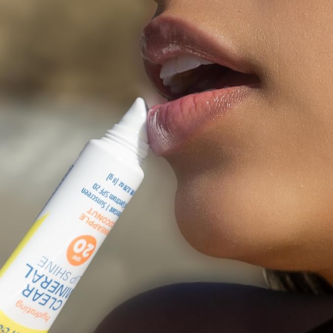 Seaweed Bath Co. Hydrating Clear Mineral Lip Shine SPF 20 Sunscreen Zinc Oxide Lip Balm, 0.28 Oz, Moisturizing Care for Dry, Chapped Lips-Velvo Beauty