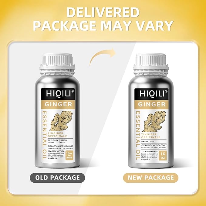 HIQILI 16 Fl Oz Ginger Oil, 100% Pure Natural Ginger Essential Oil for Hair, Massage, Skin - 500ML-Velvo Beauty