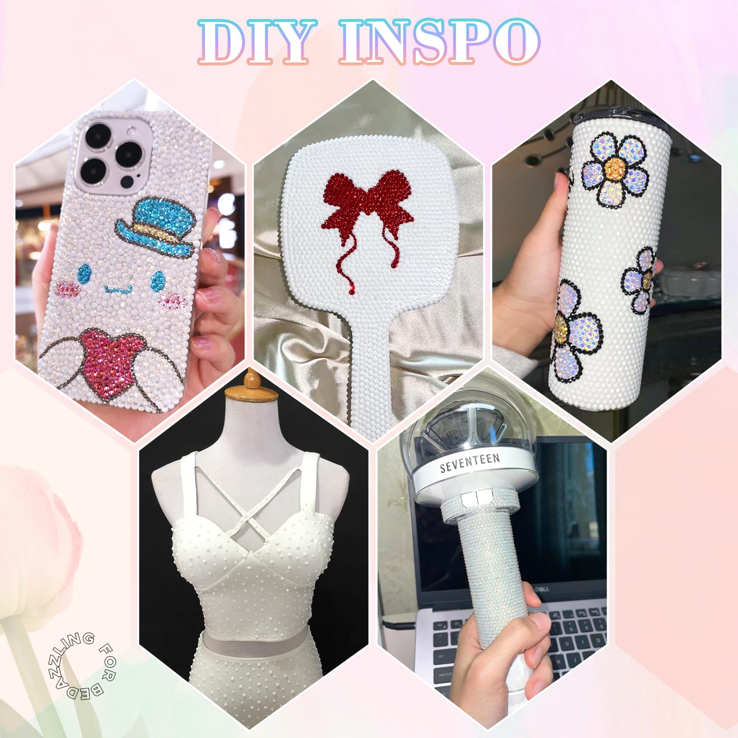 30000Pcs Resin White Rhinestones for Bedazzling Crafting with b7000 Jewelry Glue, Bulk Flatback Gems Bedazzler Kit for Crafts Clothes Shoes Fabric Nail Diamond Art, Assorted Size 2/3/4/5/6mm-Velvo Beauty