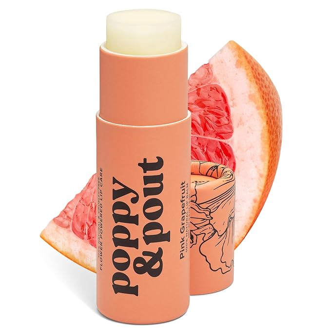 Poppy & Pout Pink Grapefruit Jumbo Lip Balm | All Natural Lip Balms & Moisturizers | Hydrates with Beeswax, Vitamin E, Organic Coconut Oil | Cruelty-Free | Lip Balm in Recyclable Cardboard Tube-Velvo Beauty