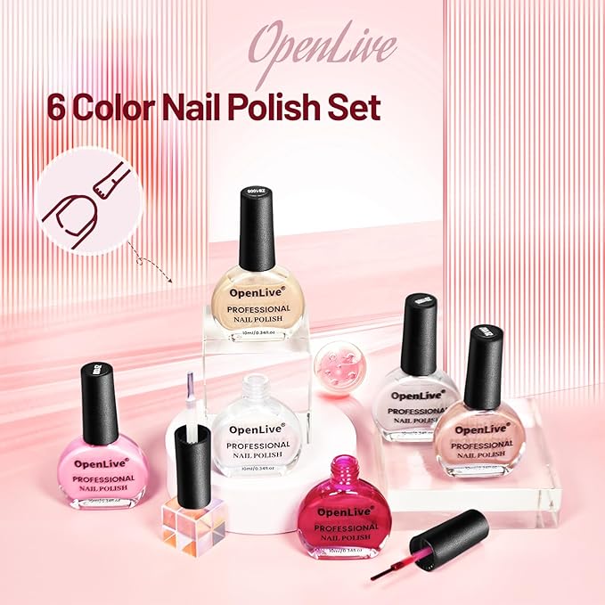 10ml Glitter Nail Polish Set 6 Colors Glitter Red Pink White Nail Polish Set for Nail Art-Velvo Beauty