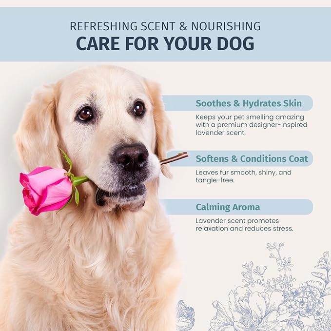 Natural Pet Cologne - Powdery Floral Scent, 3-in-1 Deodorizing, Conditioning & Moisturizing Spray for Dogs & Cats - Long Lasting. Daily Use, 8 fl oz (Female Pet)-Velvo Beauty