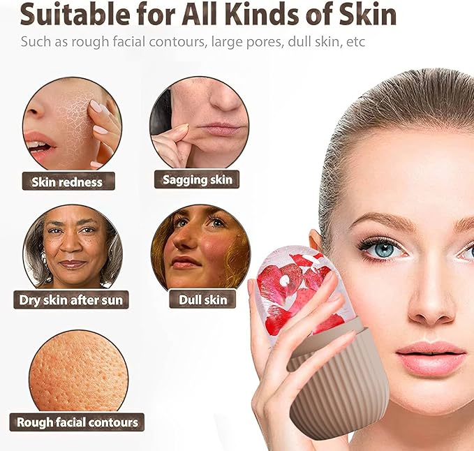 XHJRI Ice Face Roller Massager,Ice Cube Roller for Face, Eyes and Neck Naturally Conditioning and Skin Care,De-Puff Eye Bags,Reduce Migraine Pain,Reusable Massage Silicone Ice Mold (Coffee)-Velvo Beauty