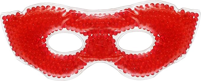 Gel Eye Mask, Red - Cold Compress Ice Pack with Gel Beads - Microwave Safe for Heat Therapy - Great for Puffy Eyes, Dark Circles, Dry Eyes, Soothing Headaches-Velvo Beauty