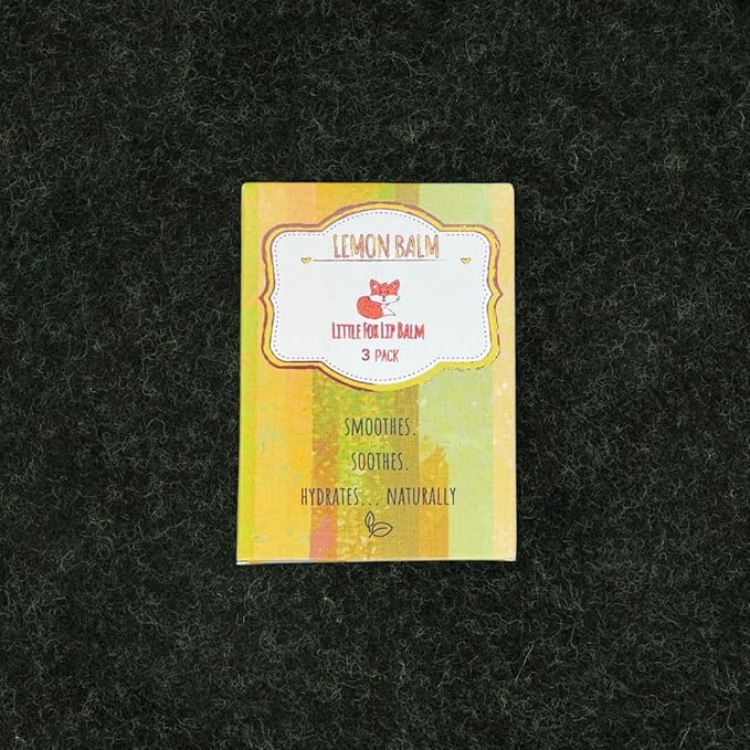 Lemon Balm Three Pack. Organic Lip Balm for Cold Sores, Little Fox Lip Balm, 100% Plant Based, 3 x 0.16 Ounces Tubes-Velvo Beauty