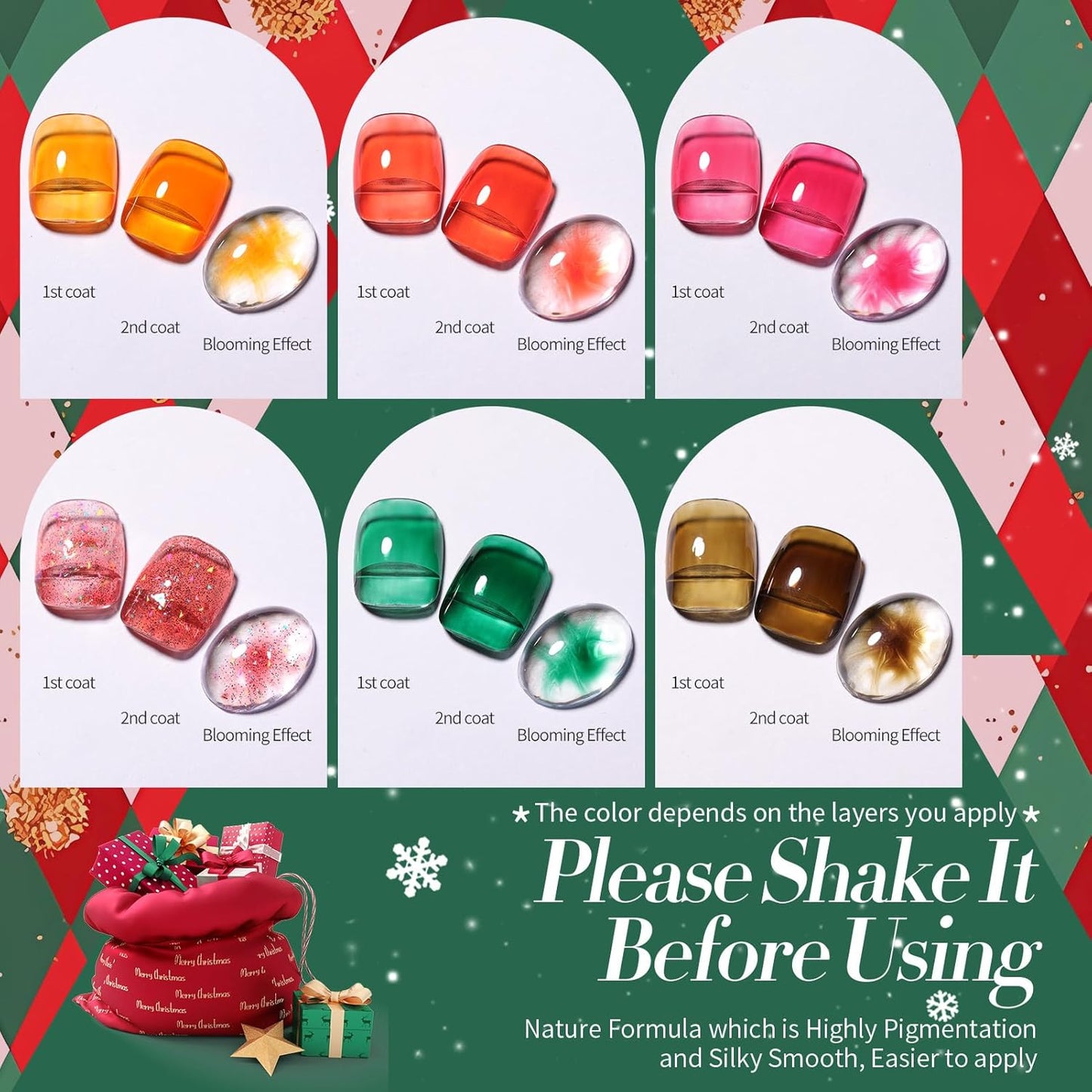 Born Pretty Jelly Gel Nail Polish Halloween Christmas Fall Winter Crystal Transparent Sheer Clear Gel Polish Red Coral Burnt Orange Green Grey Amber Brown 6 Colors Manicure Kit-Velvo Beauty