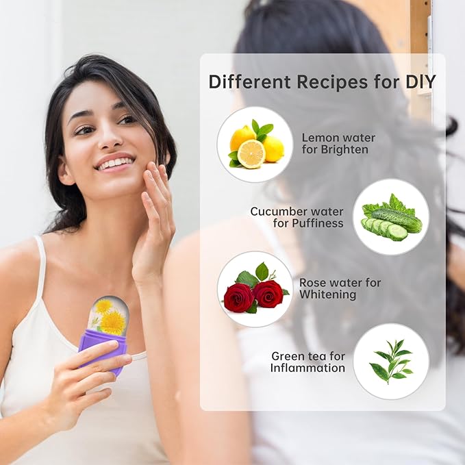 IMEASY Ice Roller for Face and Eye, Upgrated Skin Care Tools, Ice Facial Cube, Gua Sha Face Massage, Silicone Ice Mold for Face Beauty (Purple)-Velvo Beauty