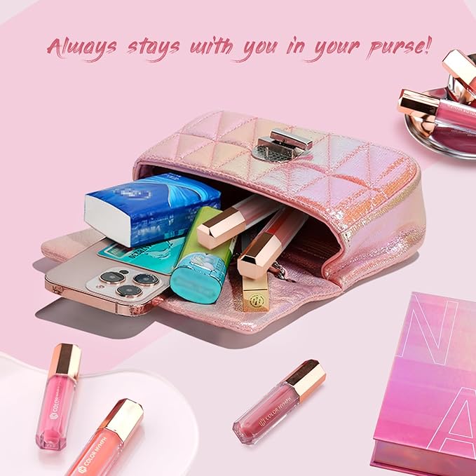 Color Nymph 16 PCS Lip Glosses Collection, Shimmery Lip Glosses for Women and Girls, Long Lasting Color Lip Gloss Set with Rich Varied Colors (Iridescent Pink)-Velvo Beauty