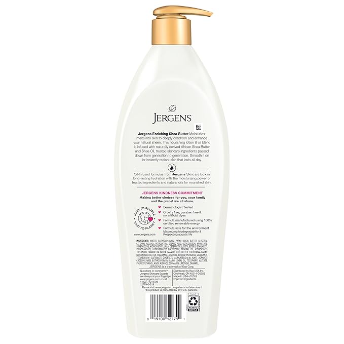 Jergens Shea Butter Hand and Body Lotion, Deep Conditioning Moisturizer, 3X More Radiant Skin, with Pure Shea Butter, Dermatologist Tested, 26.5 Oz-Velvo Beauty