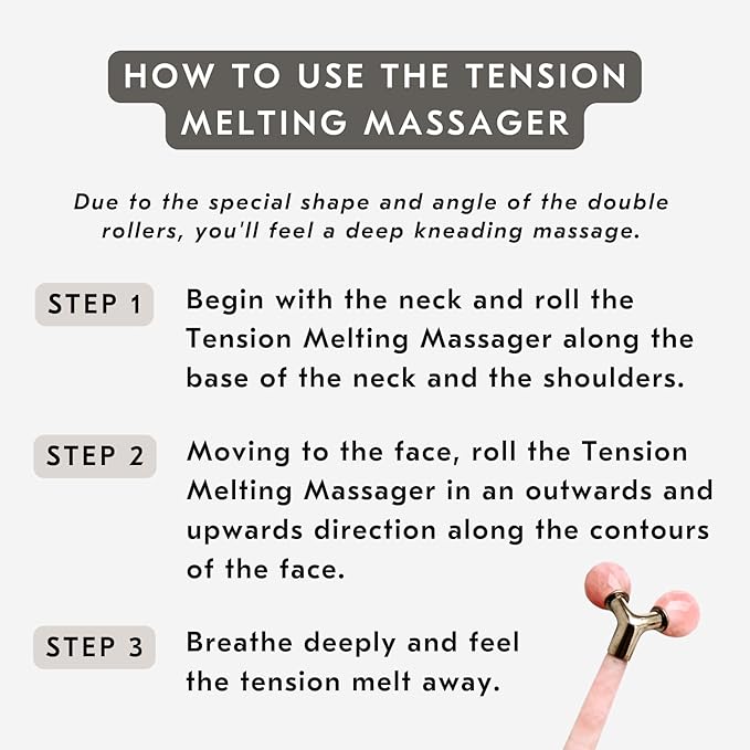 Mount Lai Rose Quartz Tension Melting Facial Massager for Face & Neck – Face Roller to Relieve Tension, Soothe Stress, Improve Circulation & Enhance Skin Radiance-Velvo Beauty