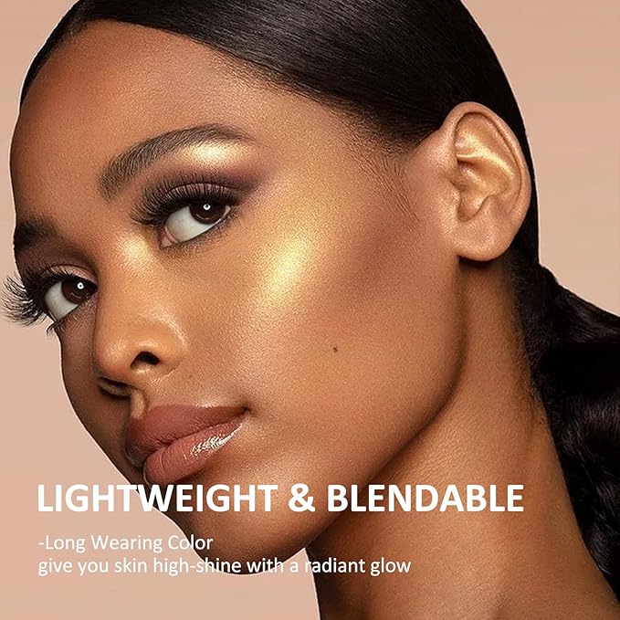 Boobeen 3 Colors Baked Shimmer Highlight & Blush Palette, Powder Palette Facial Bronzers Illuminator Makeup Palette, Lightweight Highlighter Blusher Contour for Cheeks, Lasting Natural Glowing-Velvo Beauty