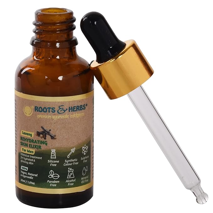 Roots & Herbs Ayurvedic Natural Treatment 100% Vegan No Paraben Lavang Rehydrating Skin Moisturizer Elixir for Men- 50 ML-Velvo Beauty