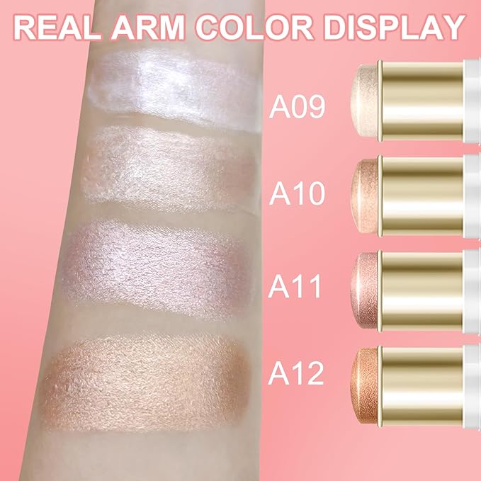 Ponhey Highlighter Makeup Stick for Face and Body, Non-greasy Finish,Delivers a Natural Glow, Long Lasting Waterproof Pearl White Glimmer Glow Sparkly Glitter Body Shimmer-Velvo Beauty