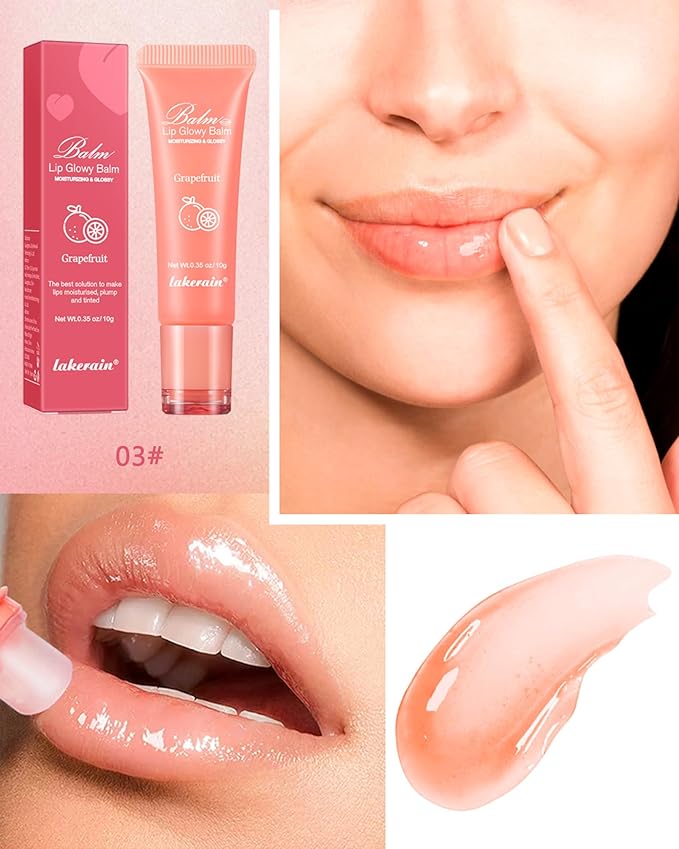 Moisturizer Lip Glowy Balm, Hydrating & Nourishing Repair Sleeping Lip Mask, Shine Glossy Finish Lip Oil,Day and Night Smooth Cracked Chapped Dry Lips,Lip Care Therapy Treatment for Women-3#Grapefruit-Velvo Beauty